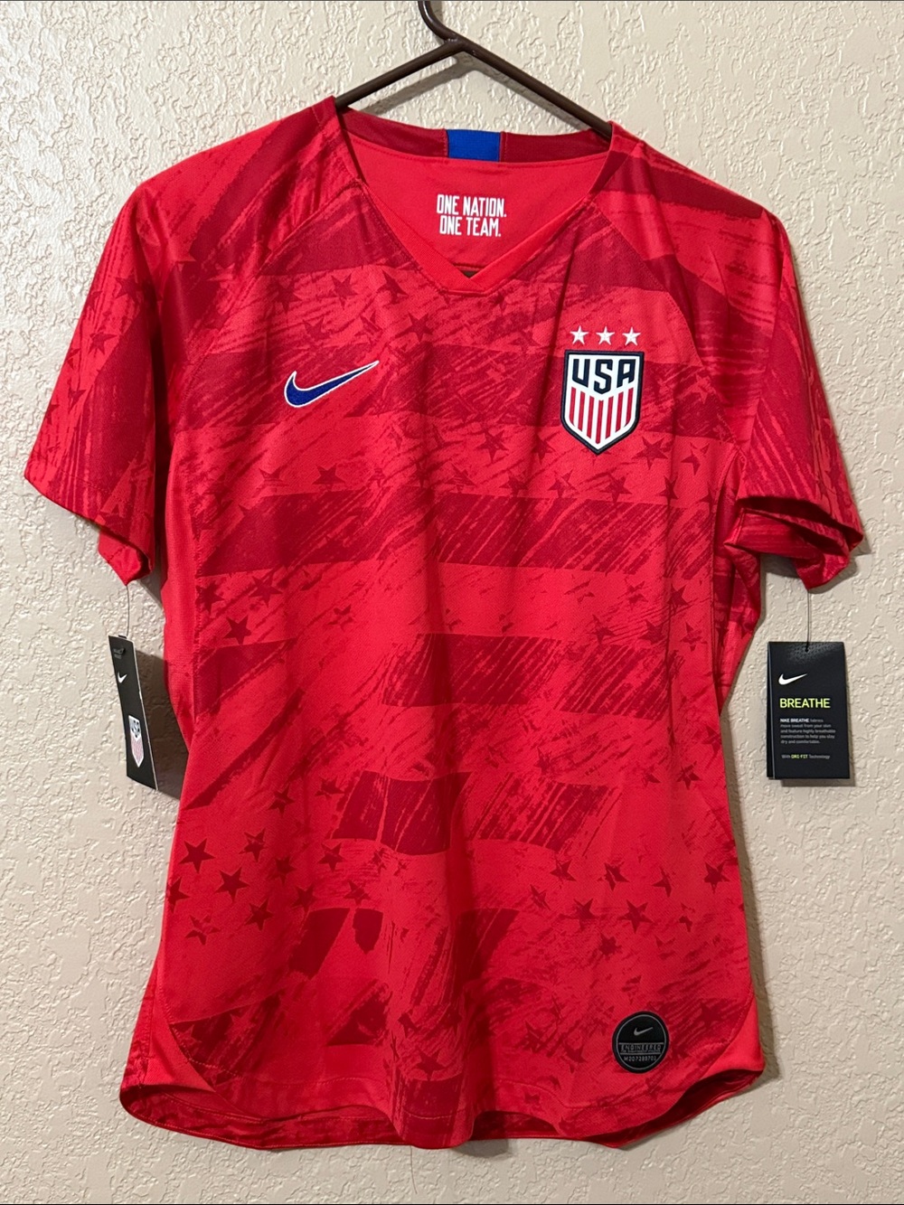 Nike Red USA Soccer Jersey with Blue Swoosh
